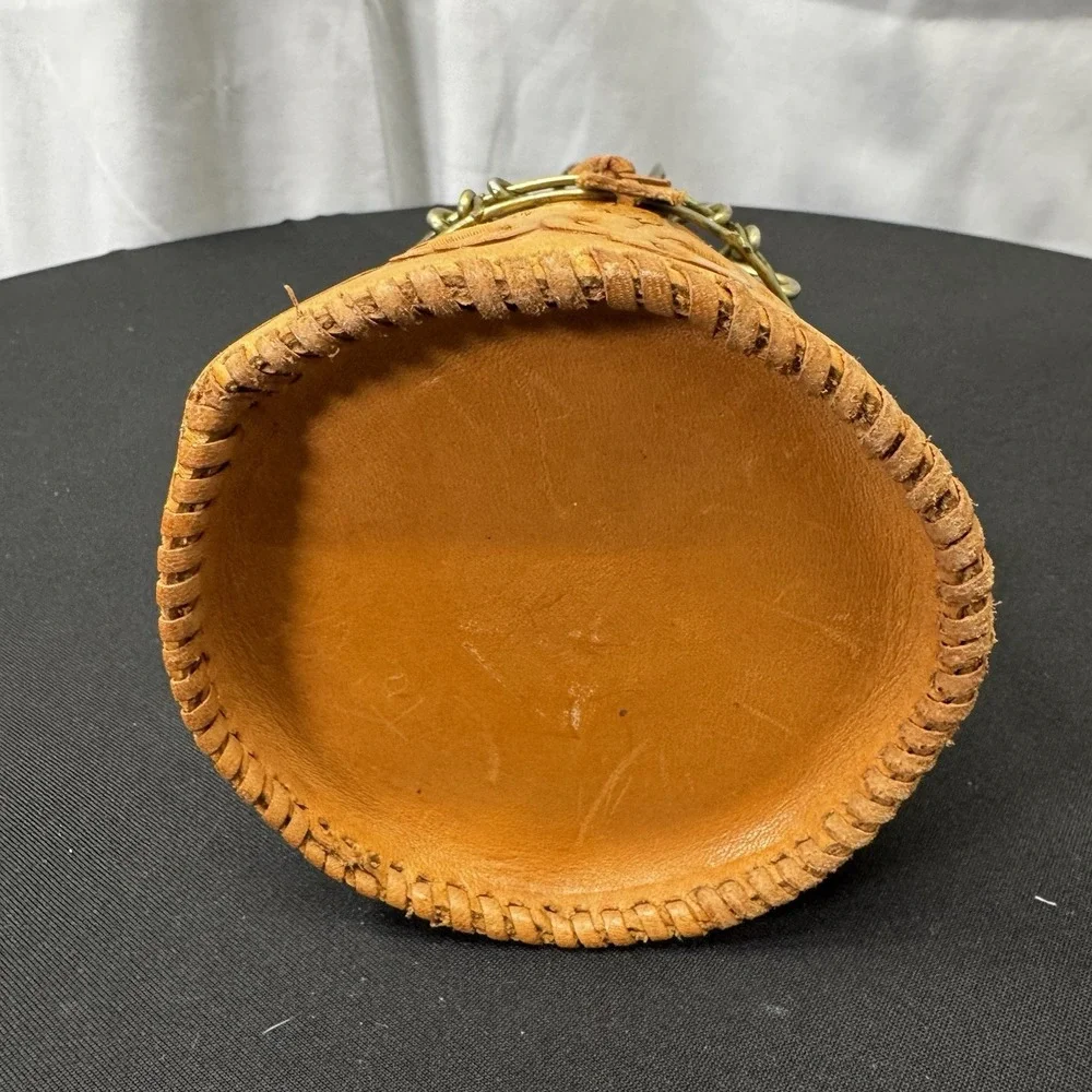 Vintage Leather Hand Made Drink Holder Or Handled Bag‎